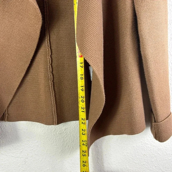 Eileen Fisher Hazelnut Brown Knit Interlock Drape Front Cardigan size P P cotton - Picture 5 of 9